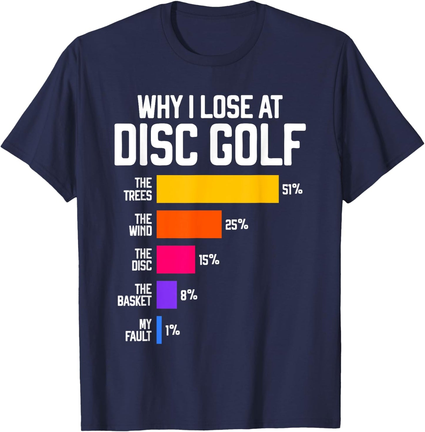 Why I Lose at Disc Golf Funny Frisbee Excuses T-Shirt - T-Shirt | Navy