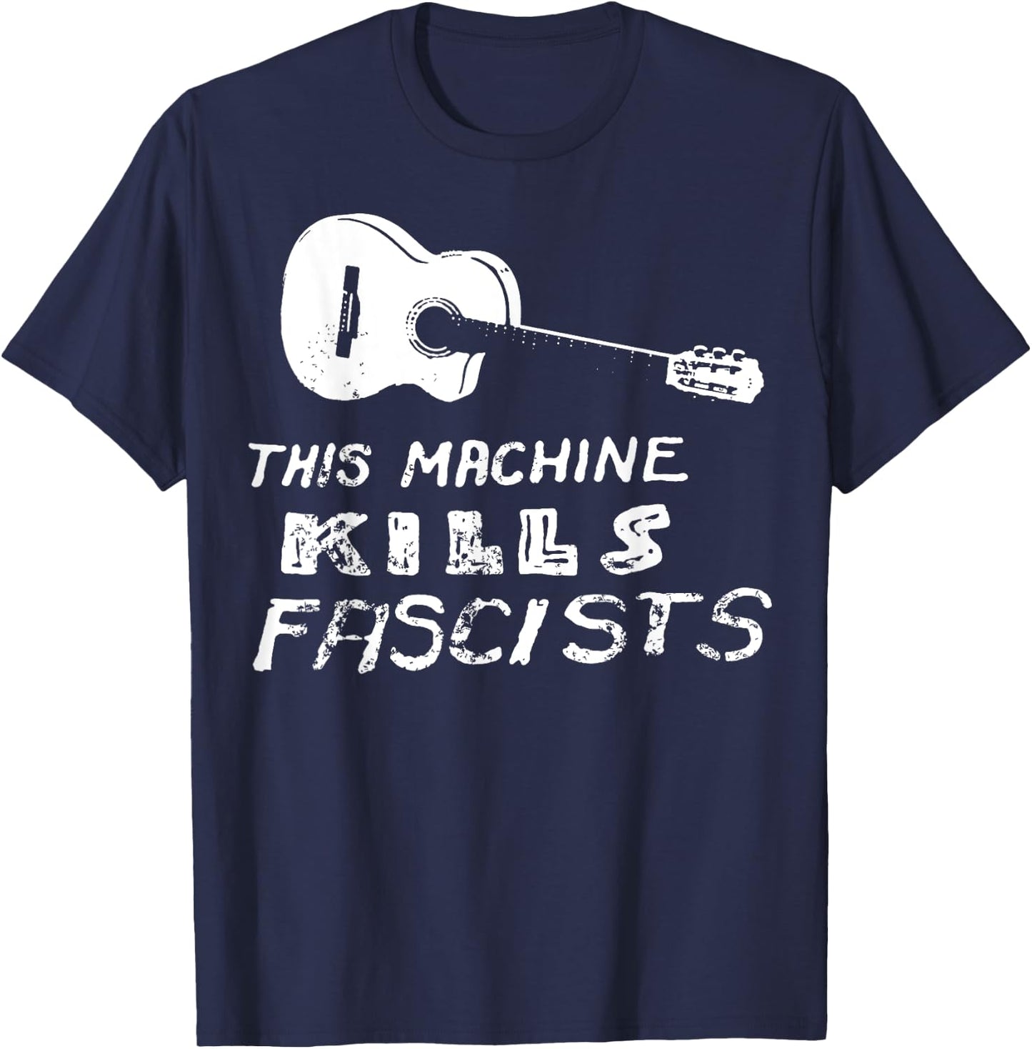 Vintage This Machine Kills Fascists Guitar T-Shirt - T-Shirt | Navy
