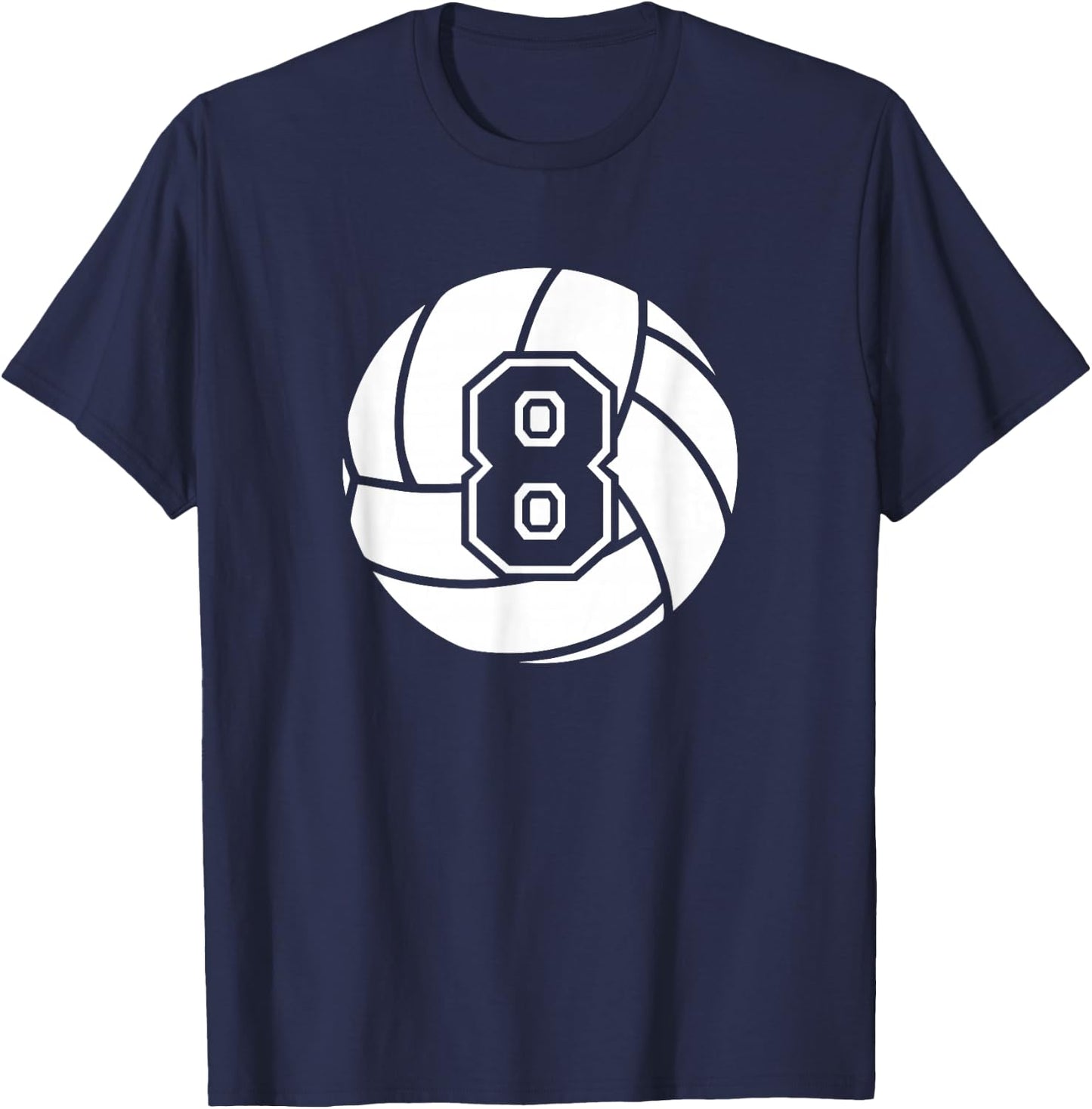 Volleyball Player #8 Volleyball Mom Dad Jersey Number 8 T-Shirt - T-Shirt | Navy