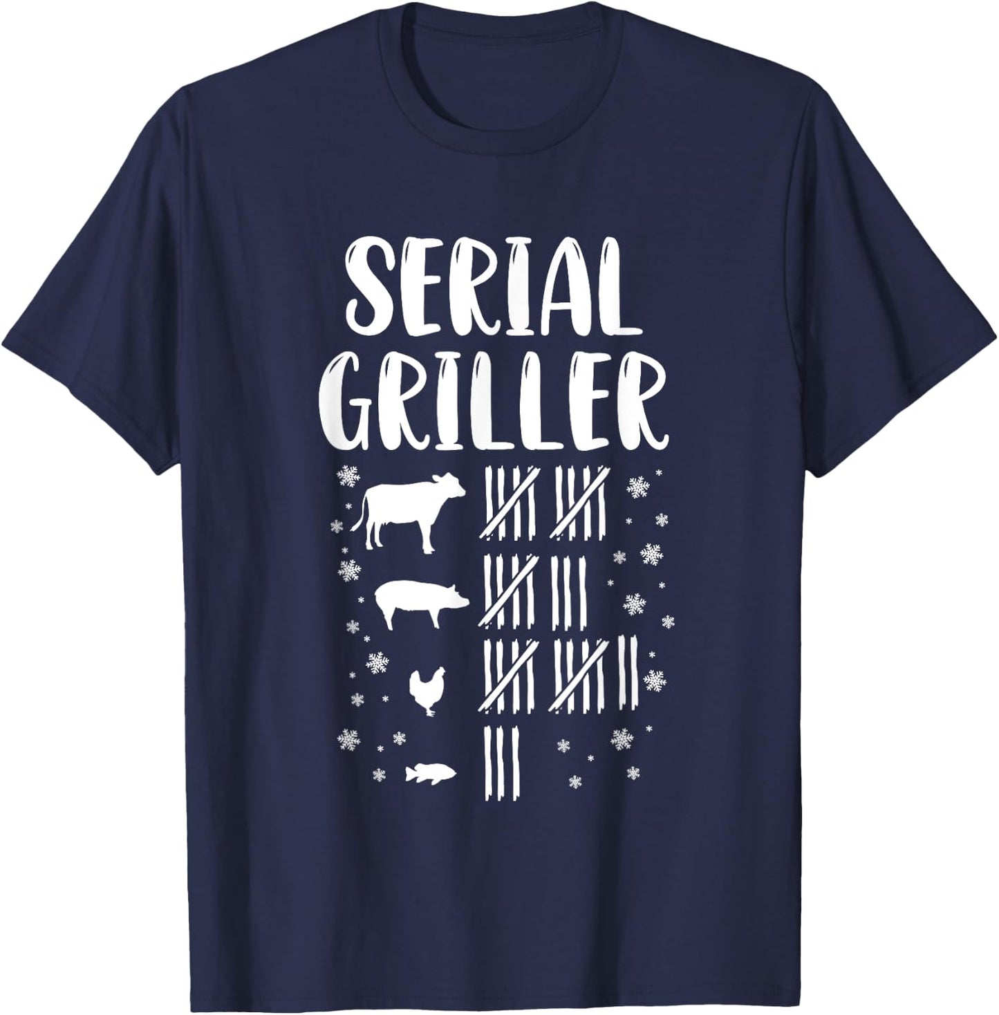Serial Griller Christmas Pajama Funny BBQ Smoker Grill Chef T-Shirt - T-Shirt | Navy