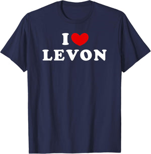 I Love Levon, I Heart Levon T-Shirt - T-Shirt | Navy