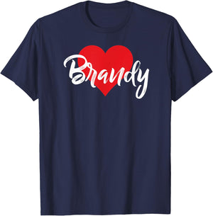 I Love Brandy First Name I Heart Named T-Shirt - T-Shirt | Navy