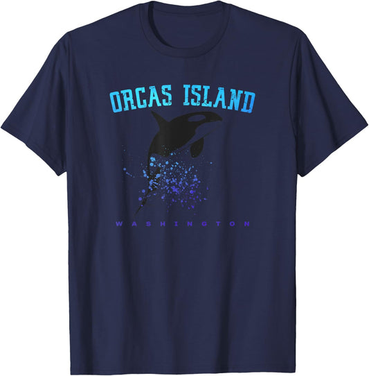 ORCAS ISLAND WASHINGTON Killer Whale Dolphin Lover Souvenir T-Shirt - T-Shirt | Navy