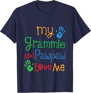 Kids Grammie And Pawpaw Love Me Grandchild T-Shirt - T-Shirt | Navy