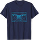 BoomBox Outline In Blue Old Tech Stereo Cassette T-Shirt - T-Shirt | Navy