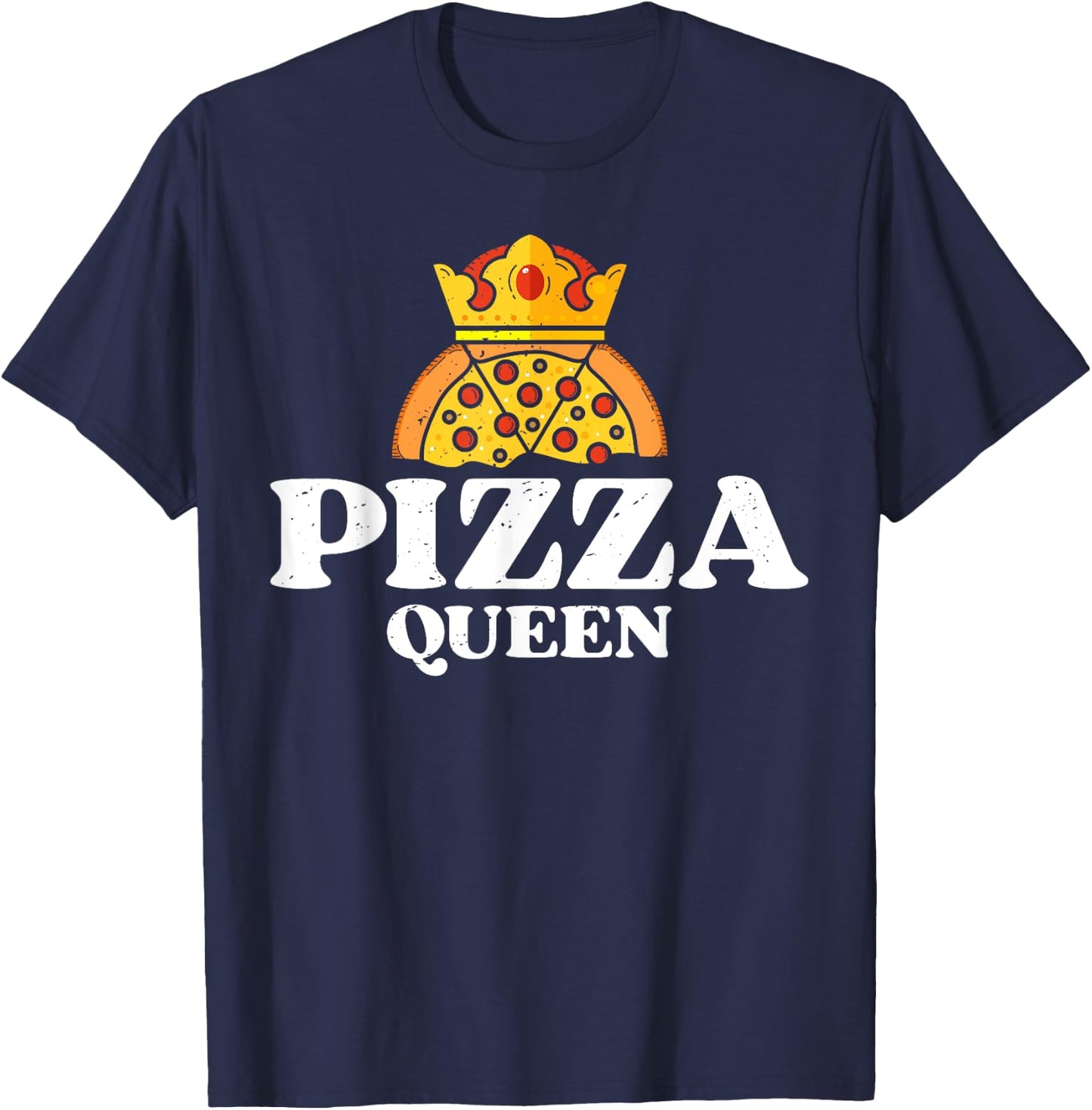 Pizza Queen Cute Women Girls Italian Food Lovers Funny Retro T-Shirt - T-Shirt | Navy