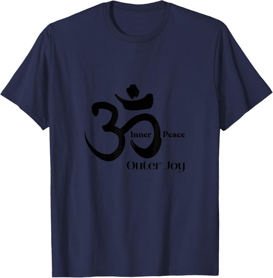 Ohm, Om Inner Peace Outer Joy, Meditation, Zen Inspirational T-Shirt - T-Shirt | Navy