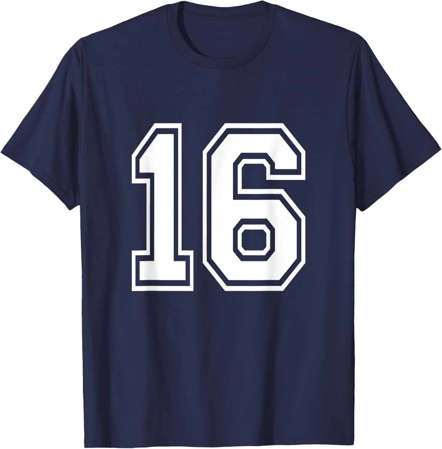 Number 16 Varsity Sports Team Jersey 16th Birthday 16 Years T-Shirt - T-Shirt | Navy