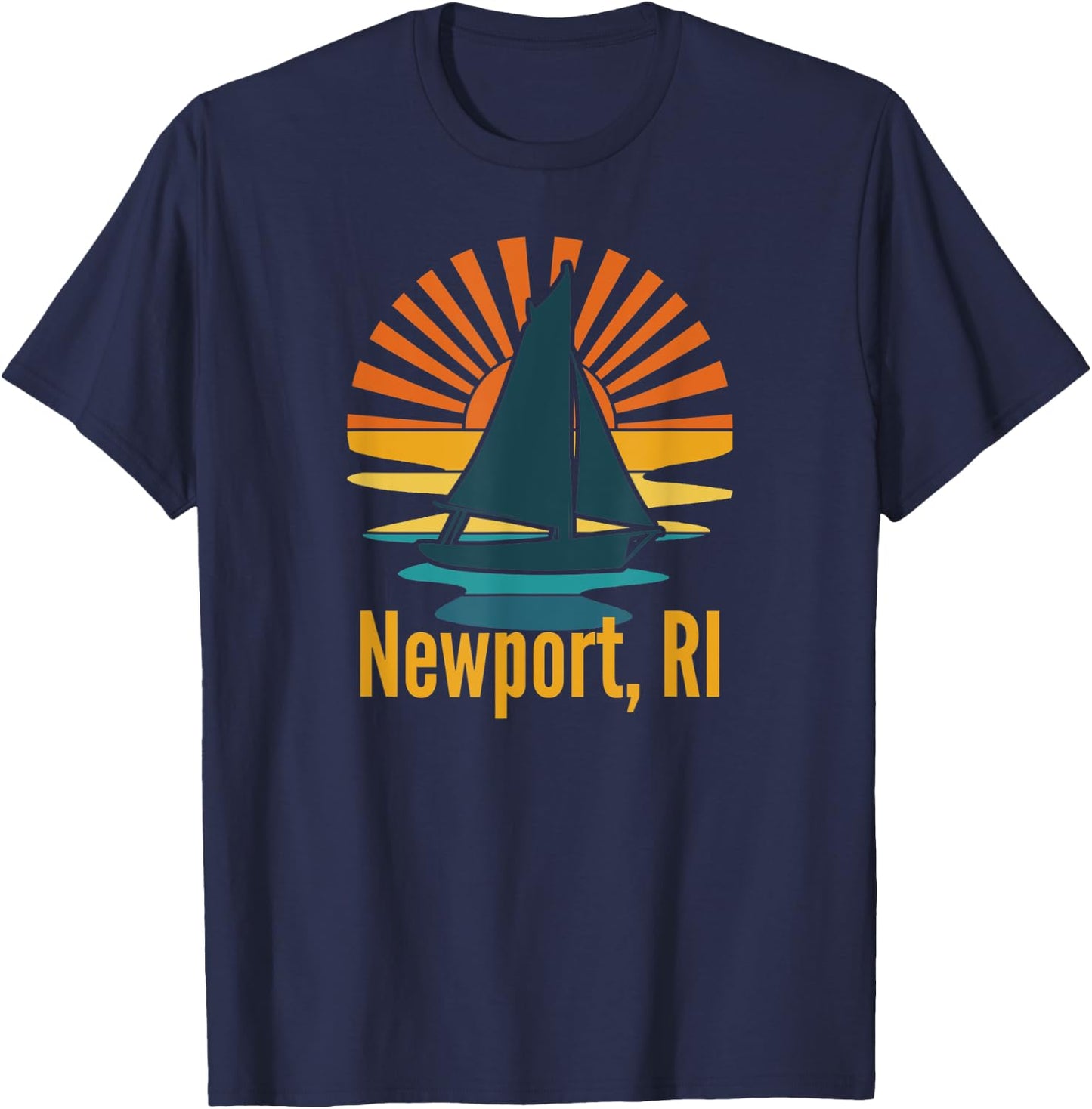 Newport Rhode Island RI Vintage Sailboat T-Shirt - T-Shirt | Navy