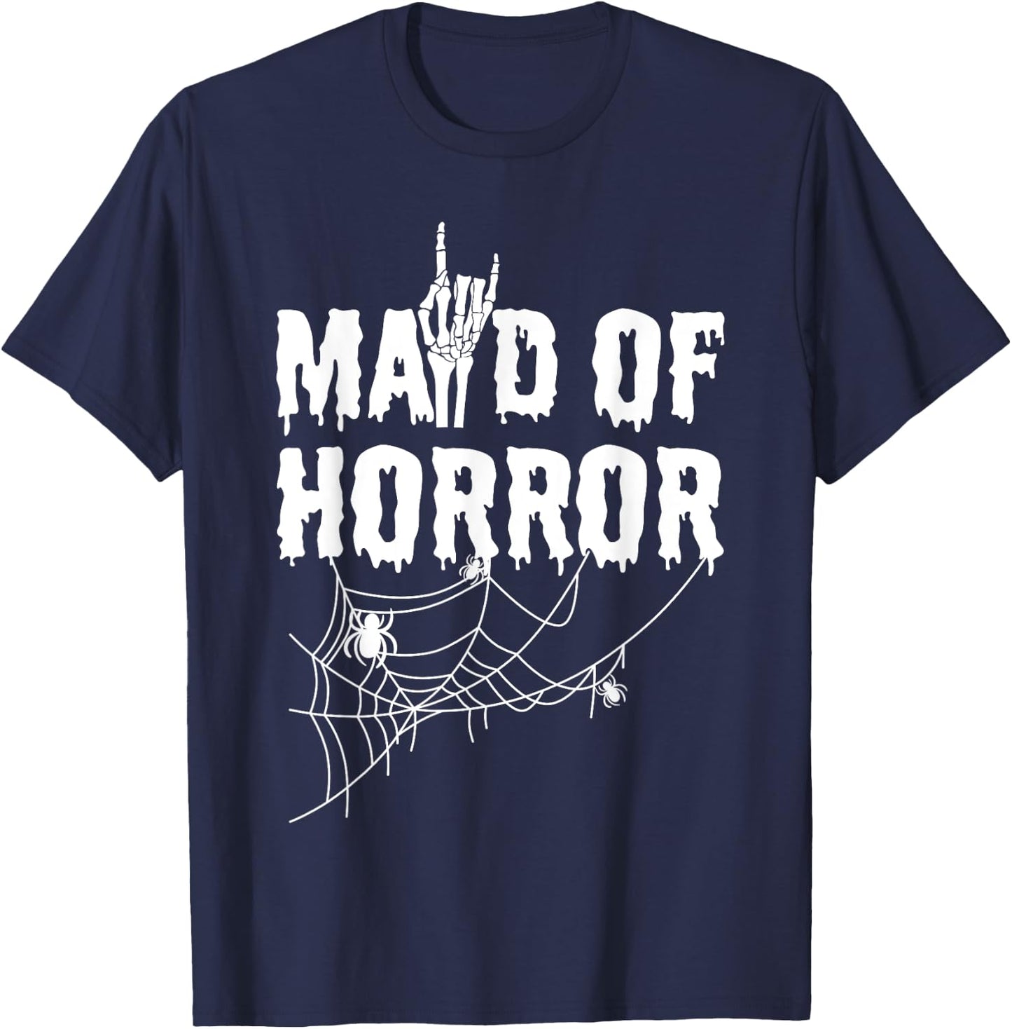 Maid Of Horror Bride Bridesmaid Halloween Bachelorette T-Shirt - T-Shirt | Navy