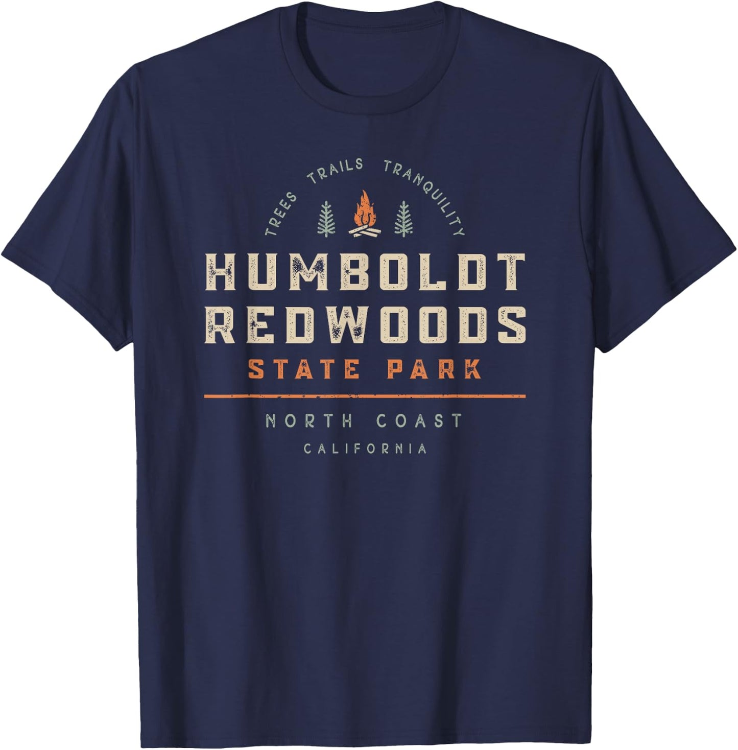 Humboldt Redwoods State Park California Retro Vintage T-Shirt - T-Shirt | Navy