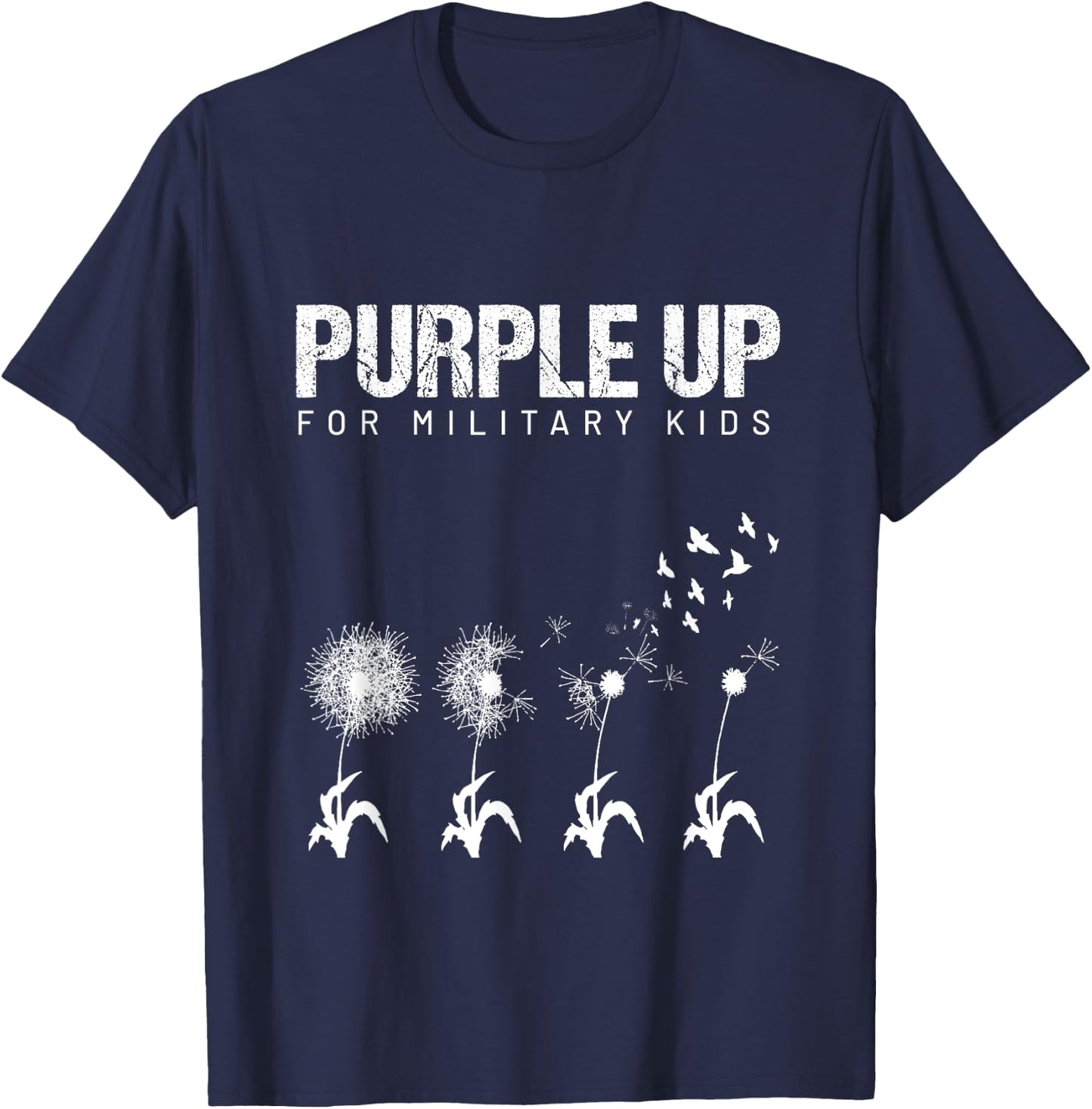 I Purple Up For Military Kids shirt Military Child Dandelion T-Shirt - T-Shirt | Navy