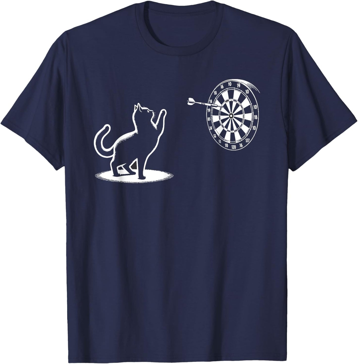 Cat Playing Darts Funny Cats Lover Kitten Dart Player T-Shirt - T-Shirt | Navy