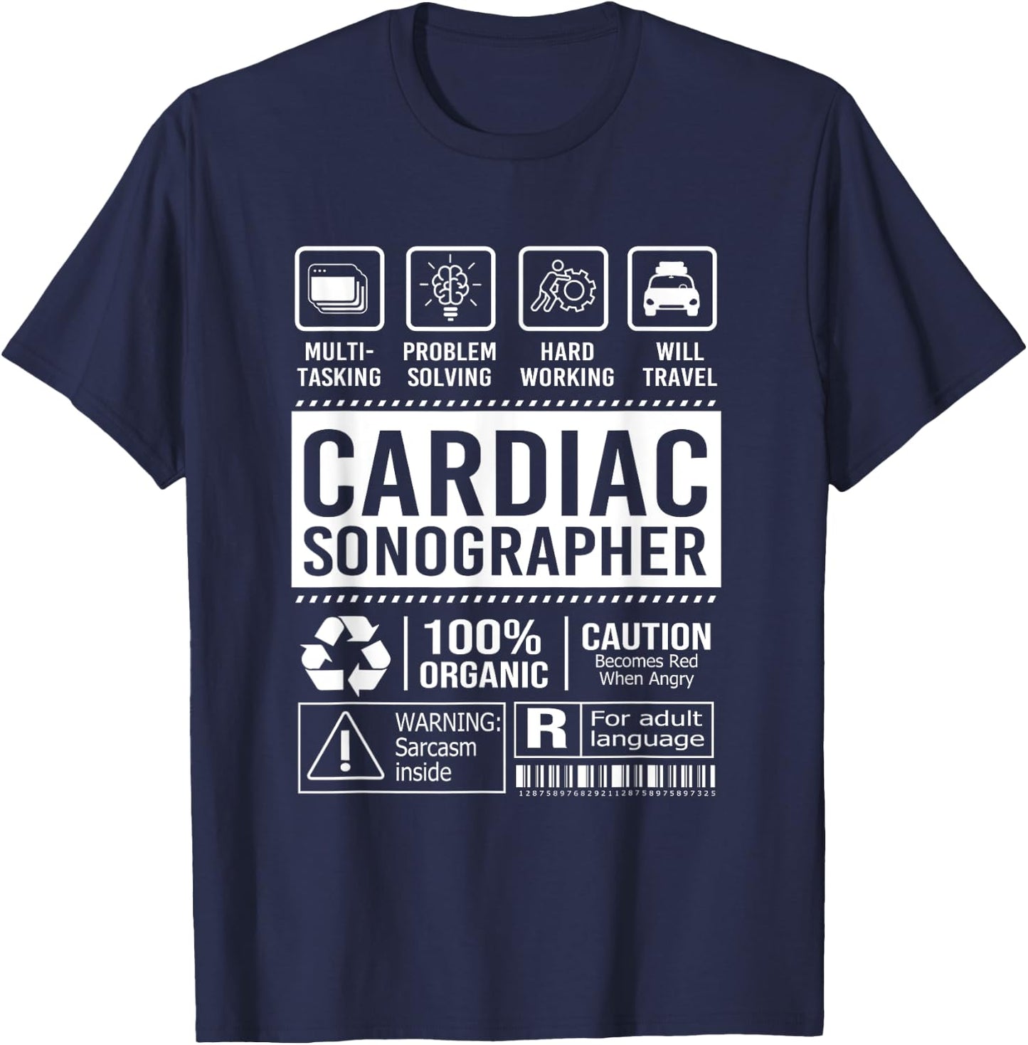 Vintage Cardiac Sonography Echo Tech Cardiac Sonographer T-Shirt - T-Shirt | Navy