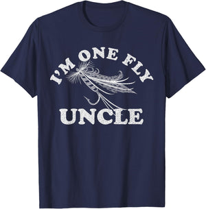 I'm One Fly Uncle Awesome Fishing Gift Uncle T-Shirt - T-Shirt | Navy