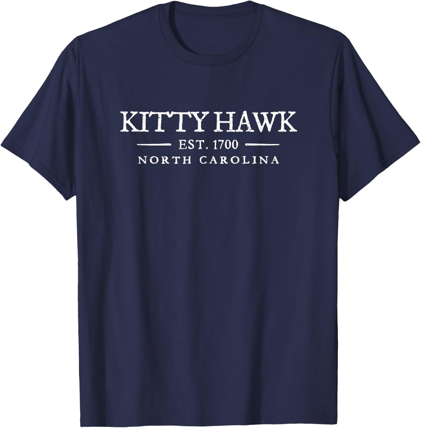 Kitty Hawk North Carolina Vintage Letter Text T-Shirt - T-Shirt | Navy