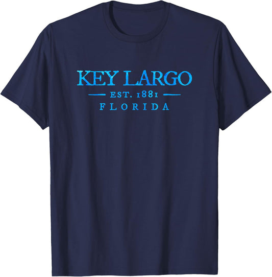 Key Largo Florida Retro Colorful Text Vacation Souvenir T-Shirt - T-Shirt | Navy