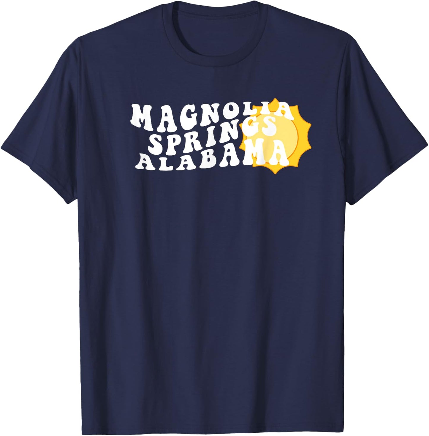 Magnolia Springs Alabama AL Retro Wavy Souvenir Vacation T-Shirt - T-Shirt | Navy