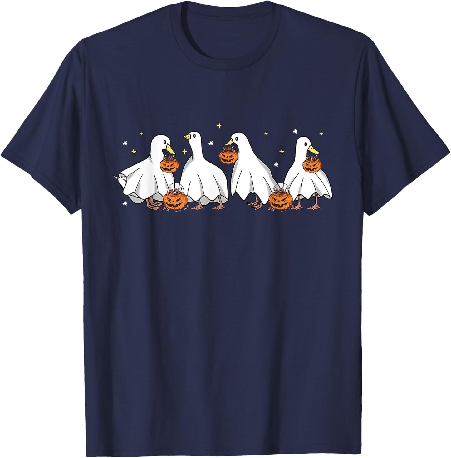 Duck Halloween Cute Ghost Ducks Halloween Farmer Duck Lover T-Shirt - T-Shirt | Navy