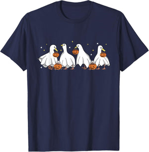 Duck Halloween Cute Ghost Ducks Halloween Farmer Duck Lover T-Shirt - T-Shirt | Navy