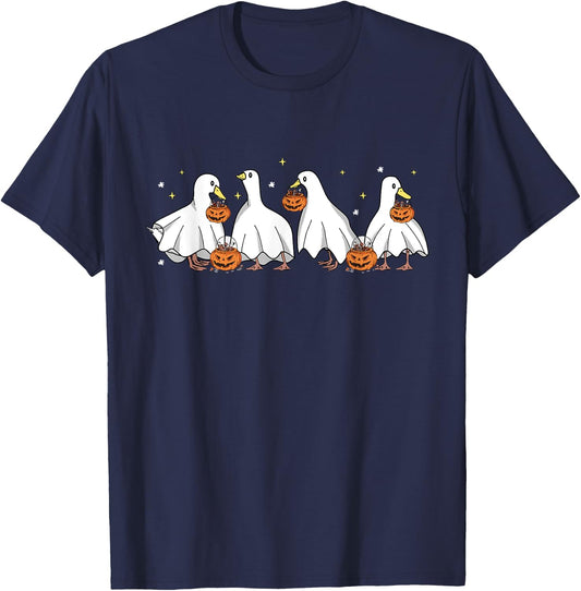 Duck Halloween Cute Ghost Ducks Halloween Farmer Duck Lover T-Shirt - T-Shirt | Navy