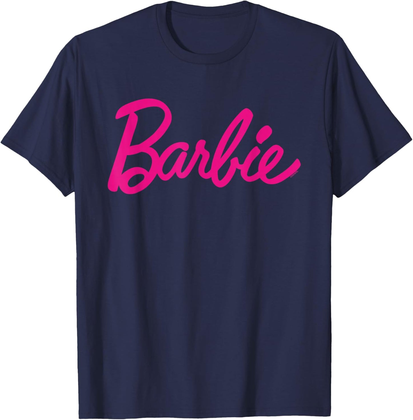 Barbie - Classic Script Dark Pink Logo T-Shirt - T-Shirt | Navy