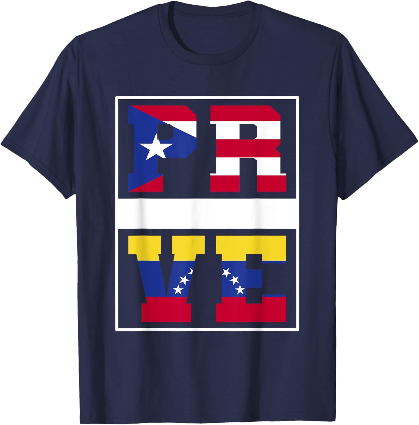 Half Boricua Venezuelan Mixed Heritage Puerto Rico Venezuela T-Shirt - T-Shirt | Navy