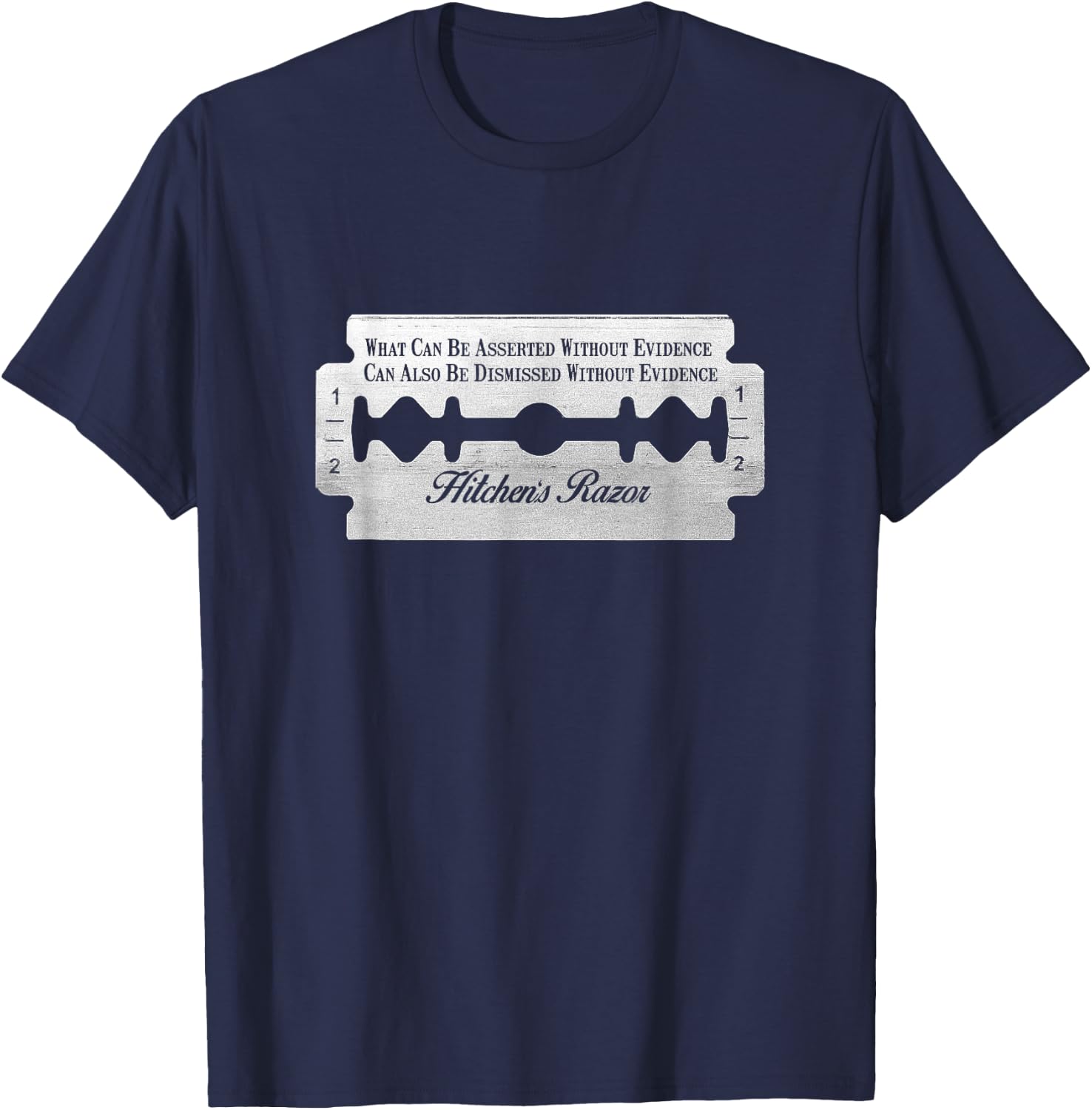 RationalWear Hitchens' Razor Blade , Small, Black T-Shirt - T-Shirt | Navy