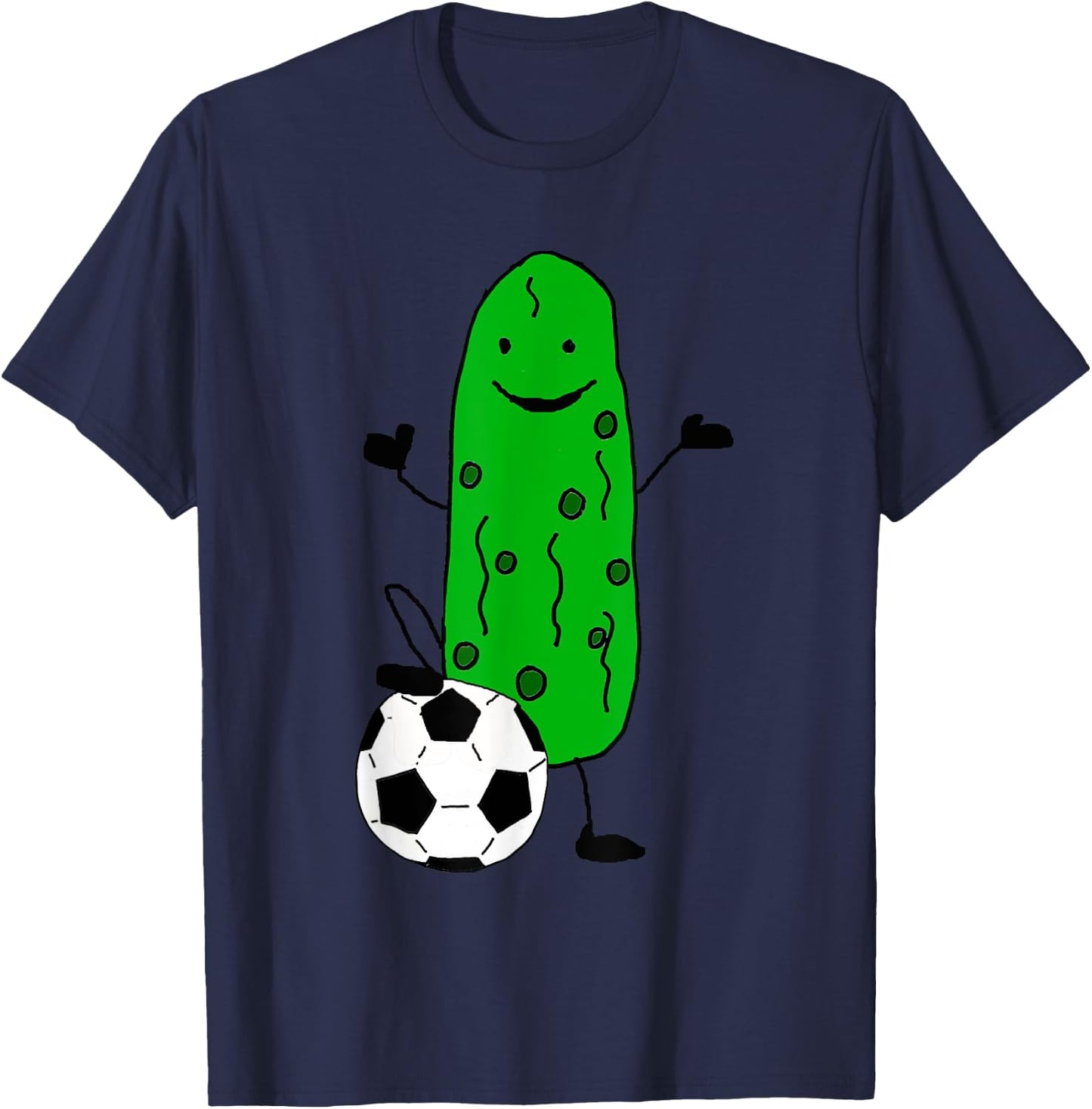 Smilealottees Funny Dill Pickle Playing Soccer T-Shirt - T-Shirt | Navy