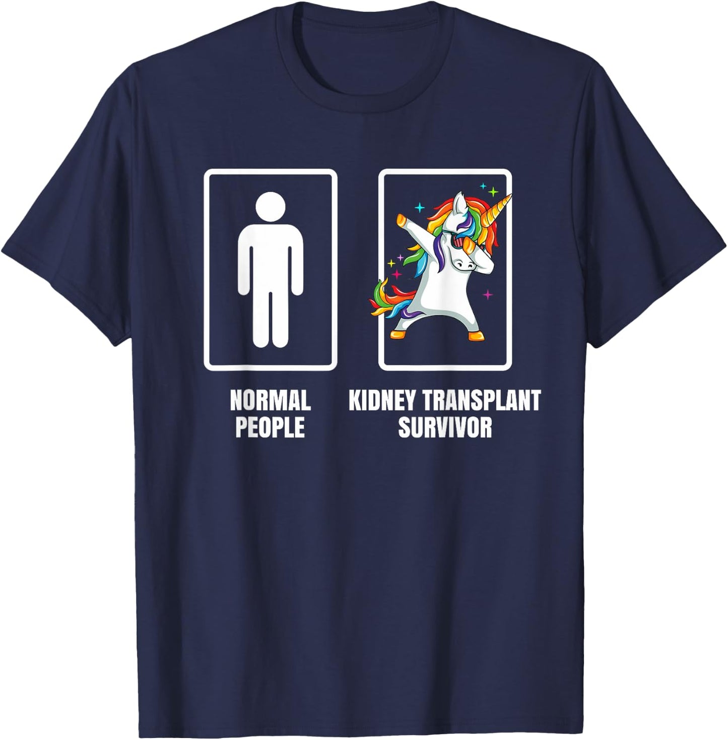 Dabbing Unicorn Kidney Transplant Survivor Organ Recipient T-Shirt - T-Shirt | Navy