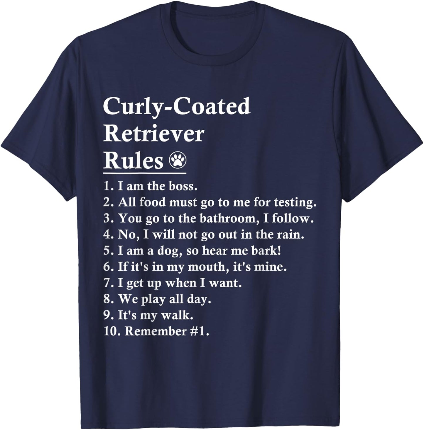 Funny Curly-coated Retriever Dog Rules Curly Women Kids T-Shirt - T-Shirt | Navy