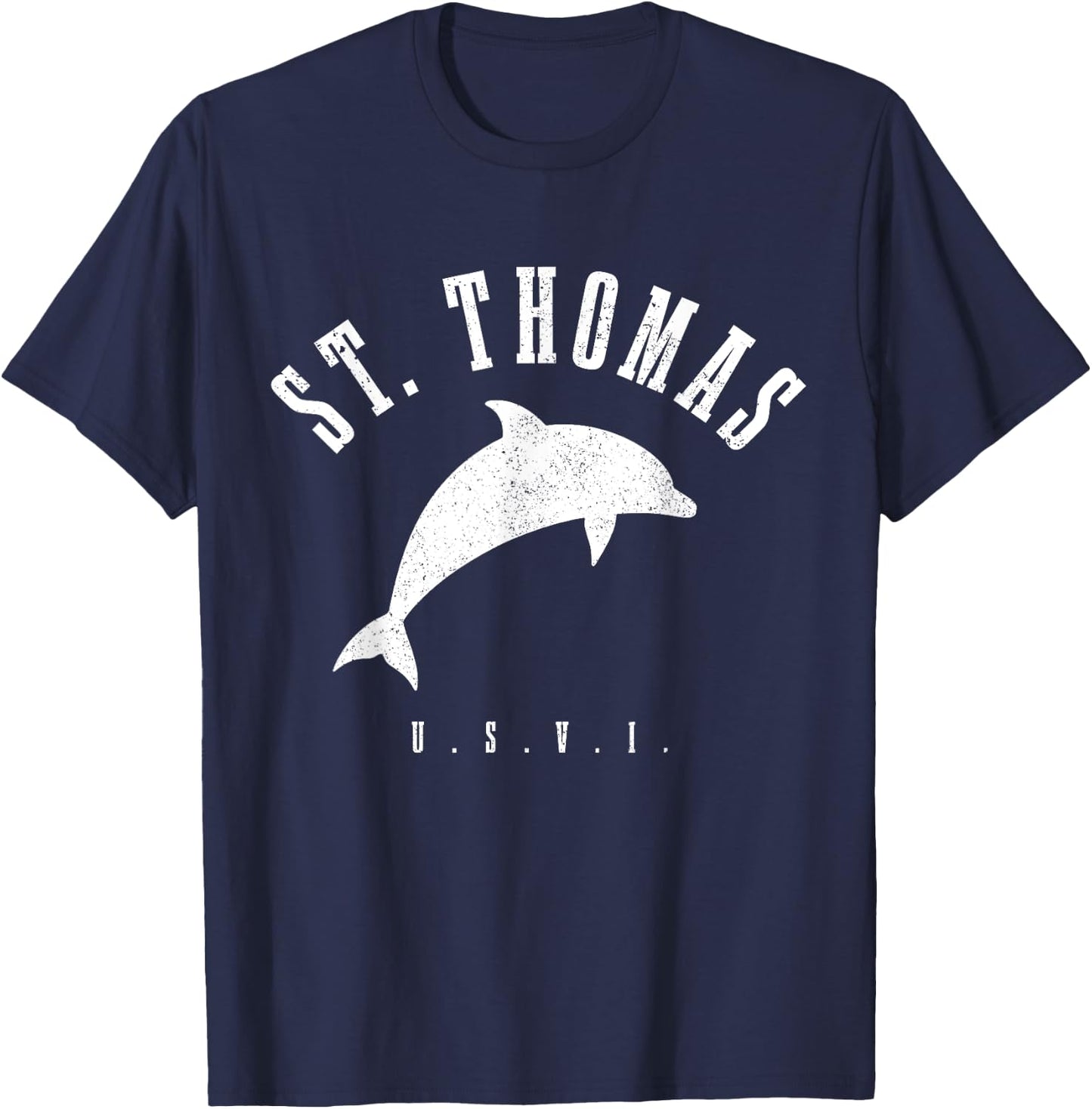St. Thomas US Virgin Islands Dolphin Vacation USVI Vintage T-Shirt - T-Shirt | Navy