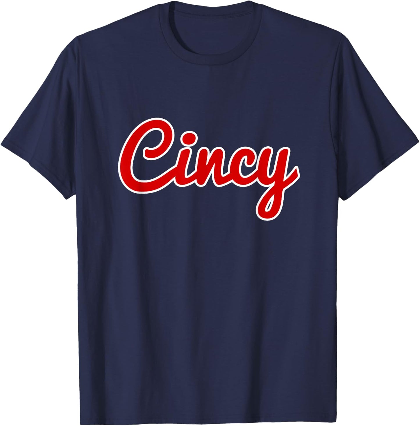 Cincinnati Ohio Classic Red Script Cincy City T Shirt T-Shirt - T-Shirt | Navy