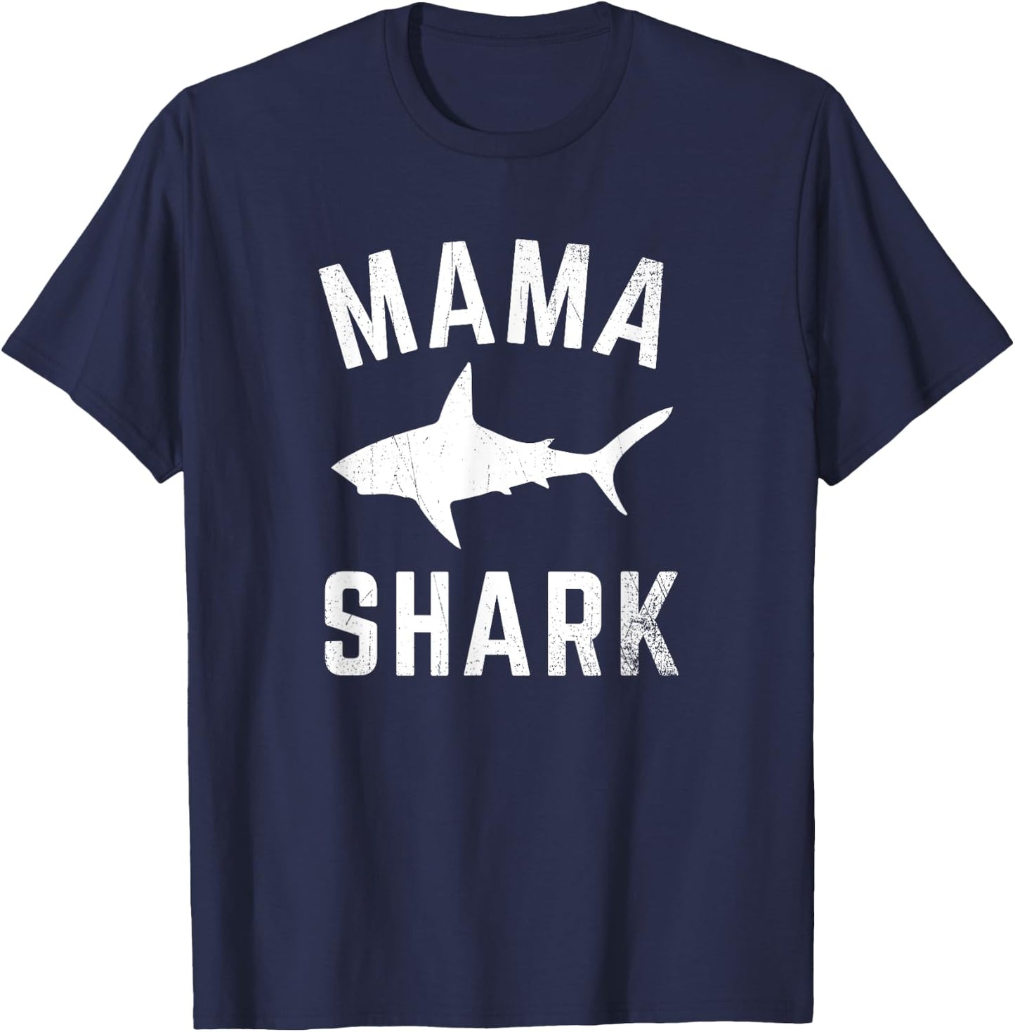 Mama Shark Family Matching Funny Shark Mommy T Shirt T-Shirt - T-Shirt | Navy