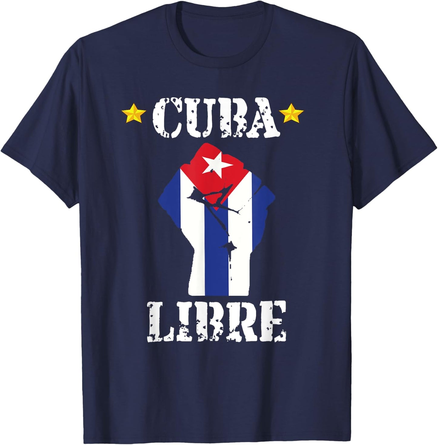 Free Cuba Libre Cuban Flag American Flag I Stand With Cuba T-Shirt - T-Shirt | Navy