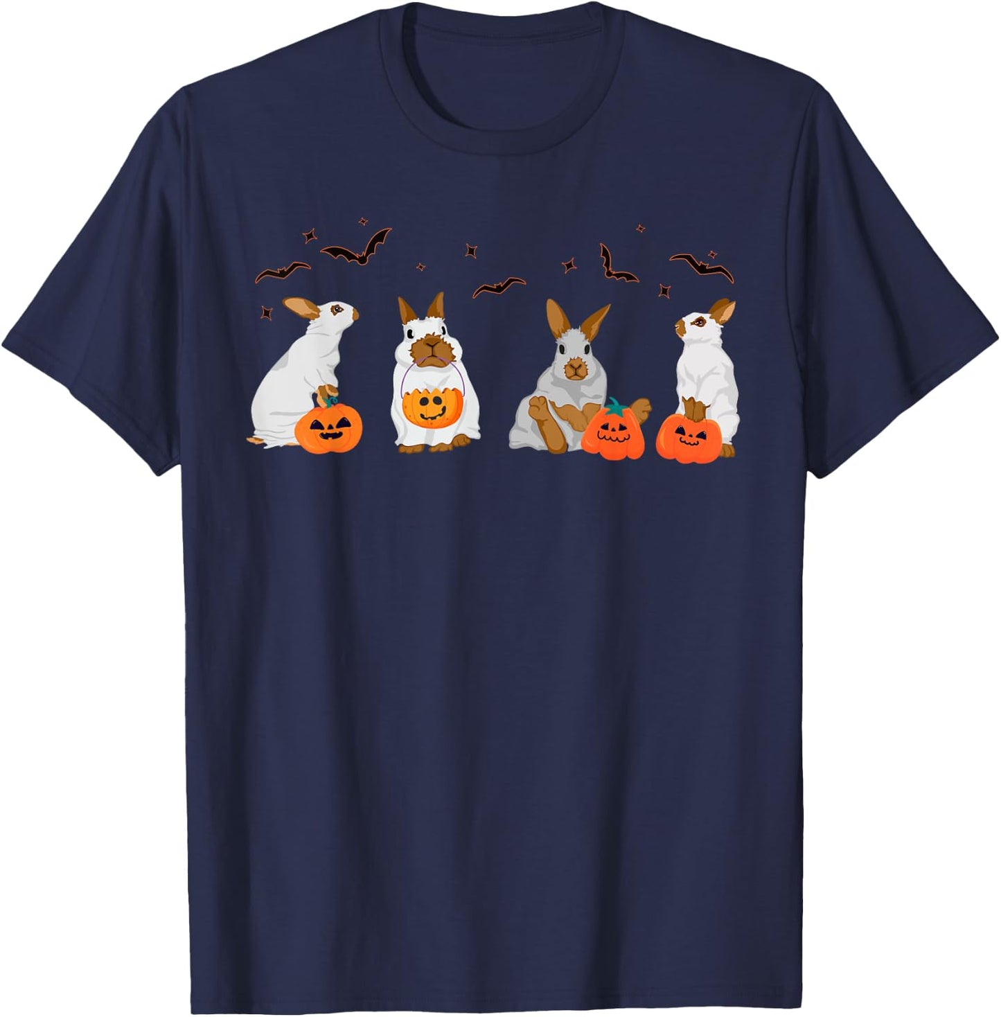 Cute Fall Ghost Bunny Rabbit Halloween Costume Spooky Season T-Shirt - T-Shirt | Navy