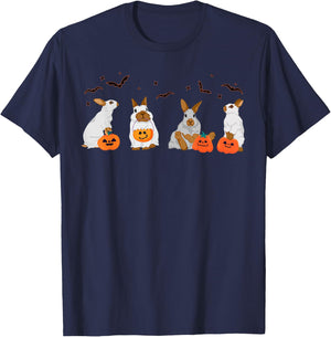 Cute Fall Ghost Bunny Rabbit Halloween Costume Spooky Season T-Shirt - T-Shirt | Navy