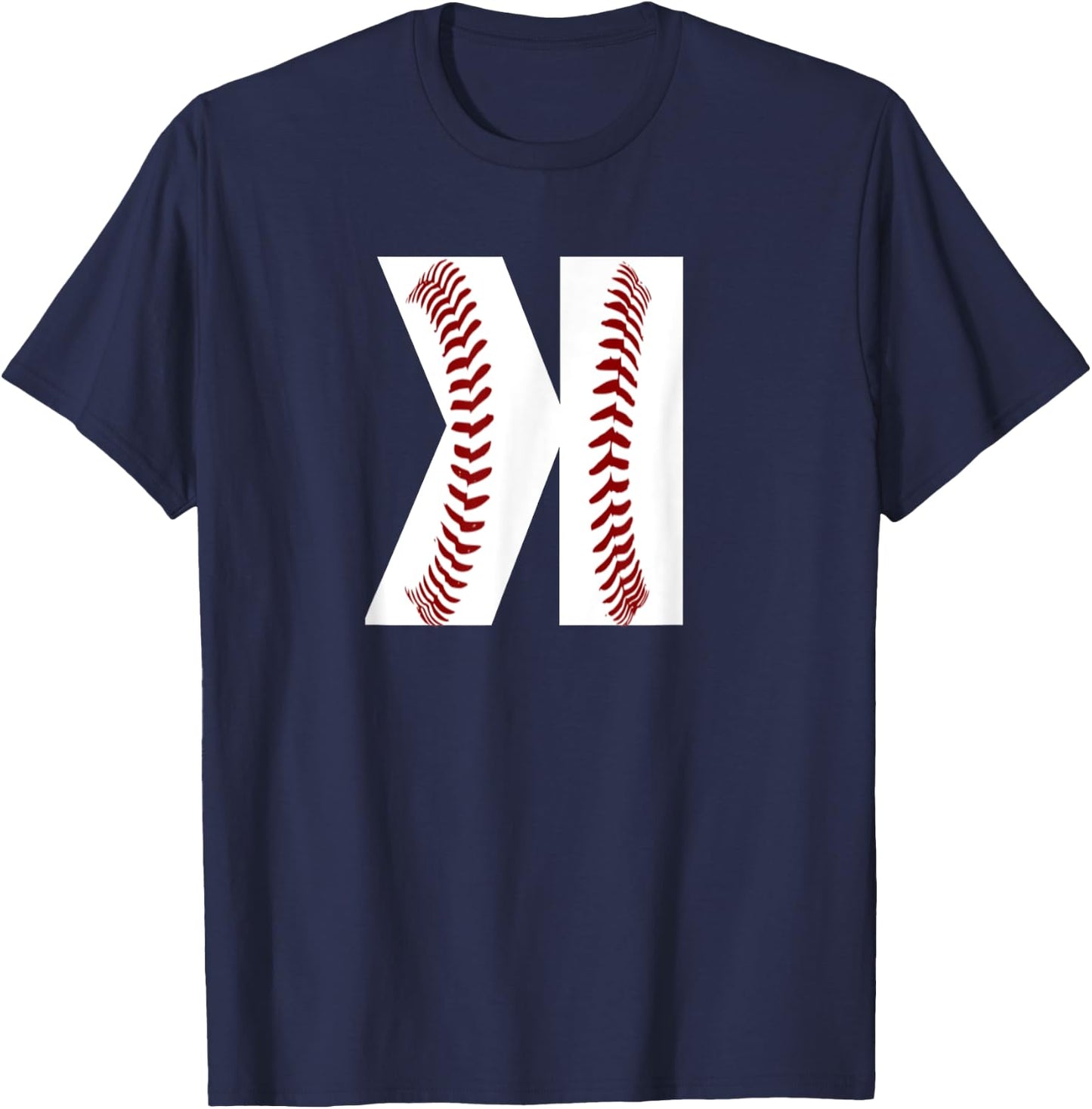 Boys Pitcher Backwards K Baseball Stitches Graphic Art Gift T-Shirt - T-Shirt | Navy