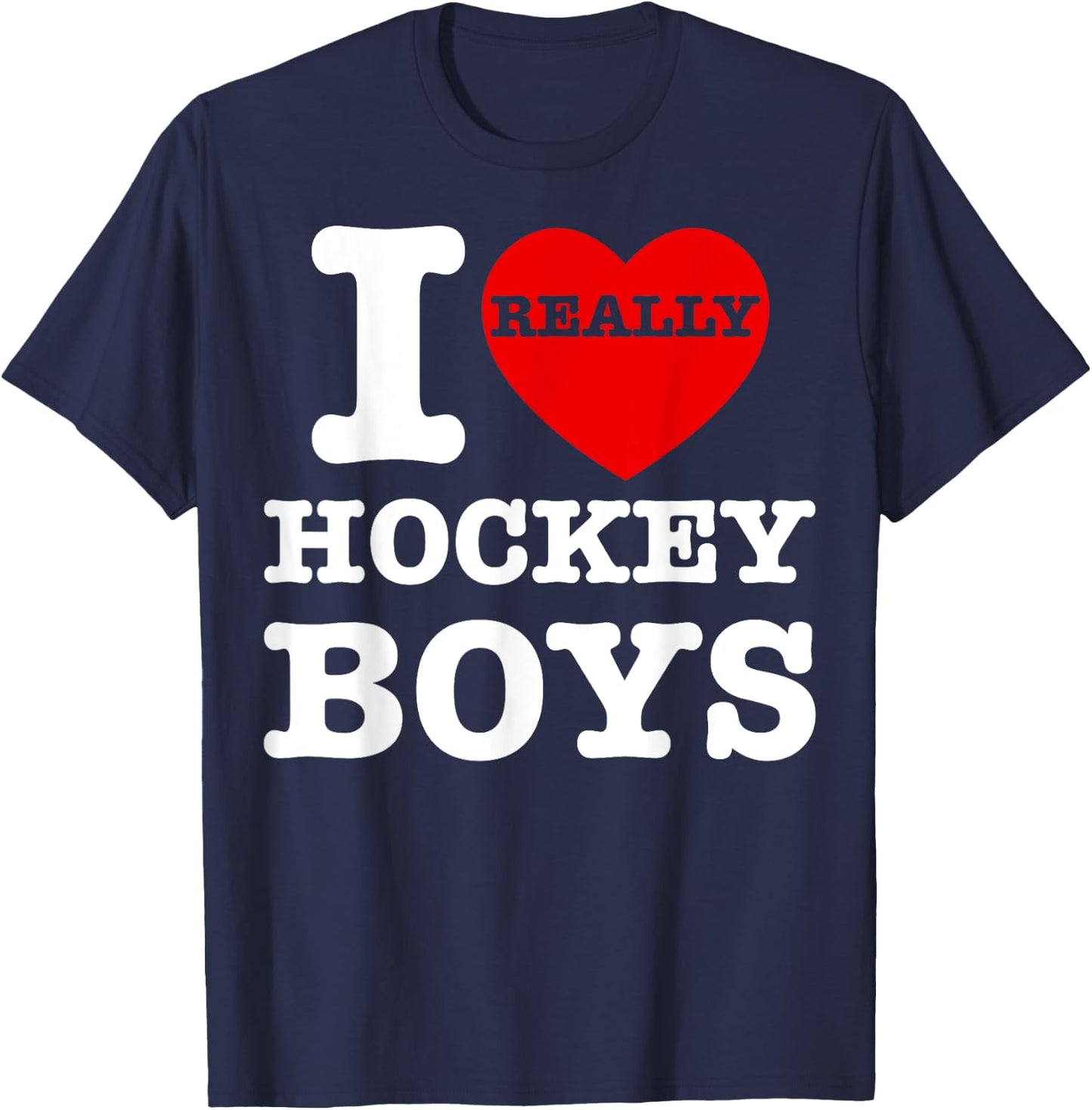 I Love Hockey Boys I Heart Hockey Boys Family Matching Funny T-Shirt - T-Shirt | Navy