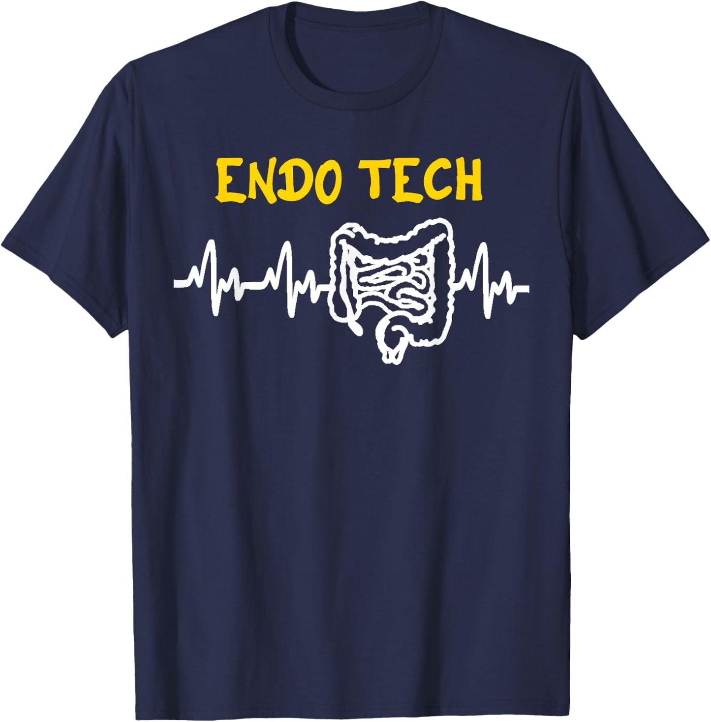 Endo Tech Endoscopy Tech Intestines Heartbeat GI Technician T-Shirt - T-Shirt | Navy