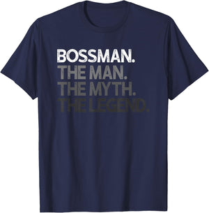 Bossman Boss Gift Man Myth The Legend T-Shirt - T-Shirt | Navy