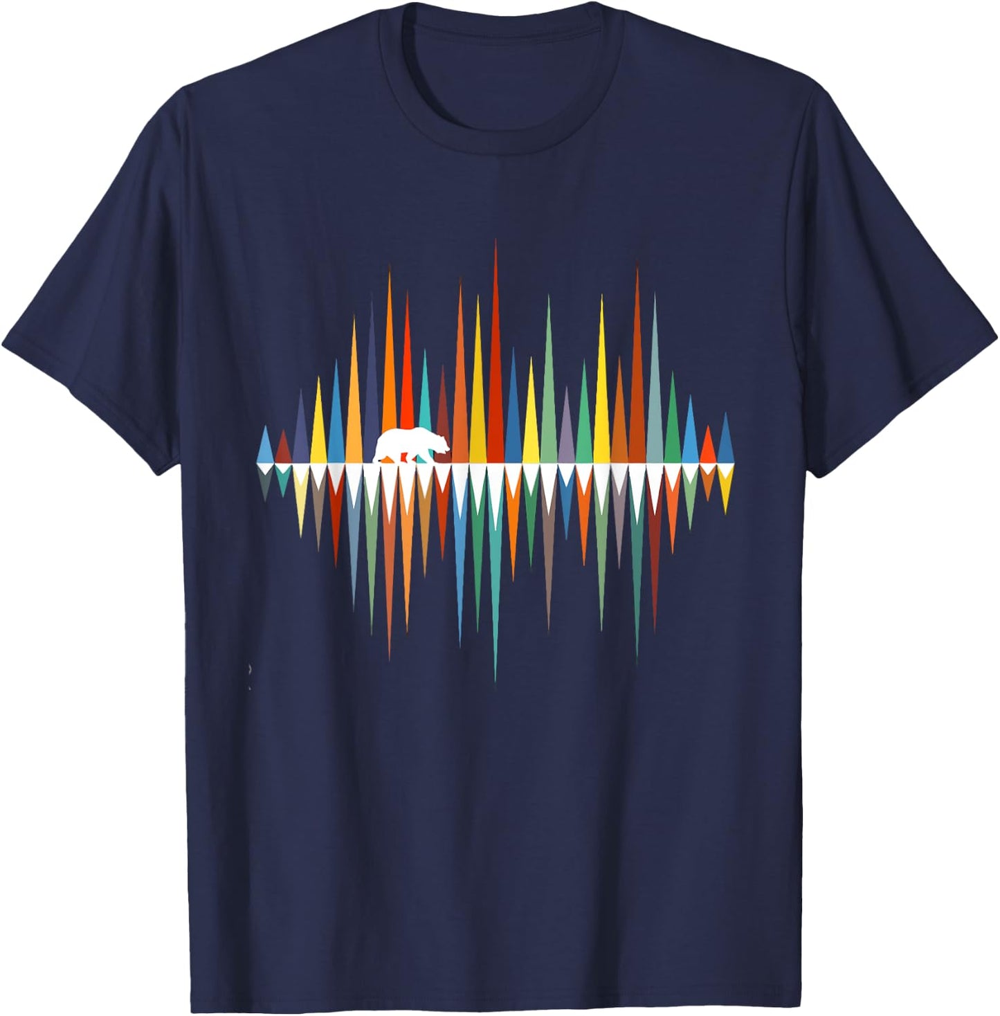 Trees Reflection Wildlife Nature Animal Bear Outdoor Forest T-Shirt - T-Shirt | Navy