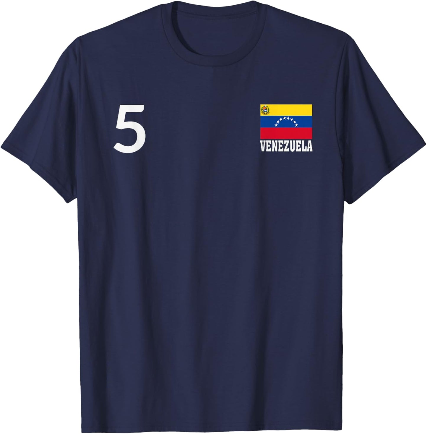 Venezuela Number 5 National Flag Country Heritage T-Shirt - T-Shirt | Navy