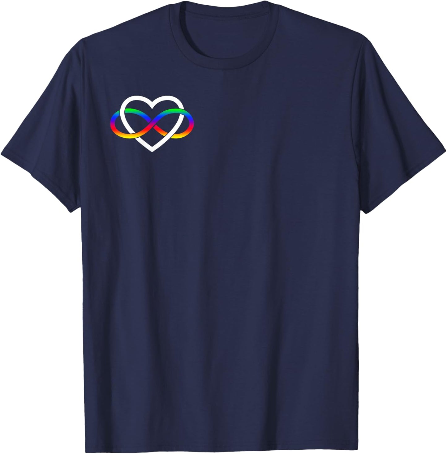 Autism Rainbow Infinity Symbol Autism Infinity Heart Simple T-Shirt - T-Shirt | Navy