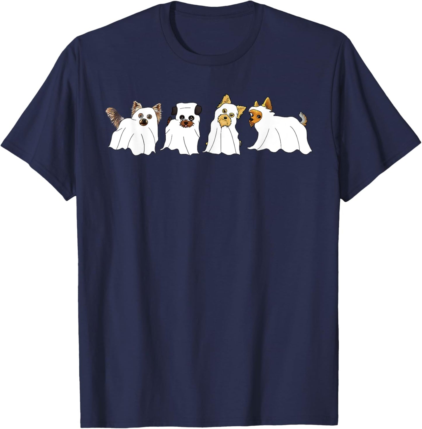Funny Ghost Yorkshire Terrier Yorkie Dog Lover Halloween Day T-Shirt - T-Shirt | Navy