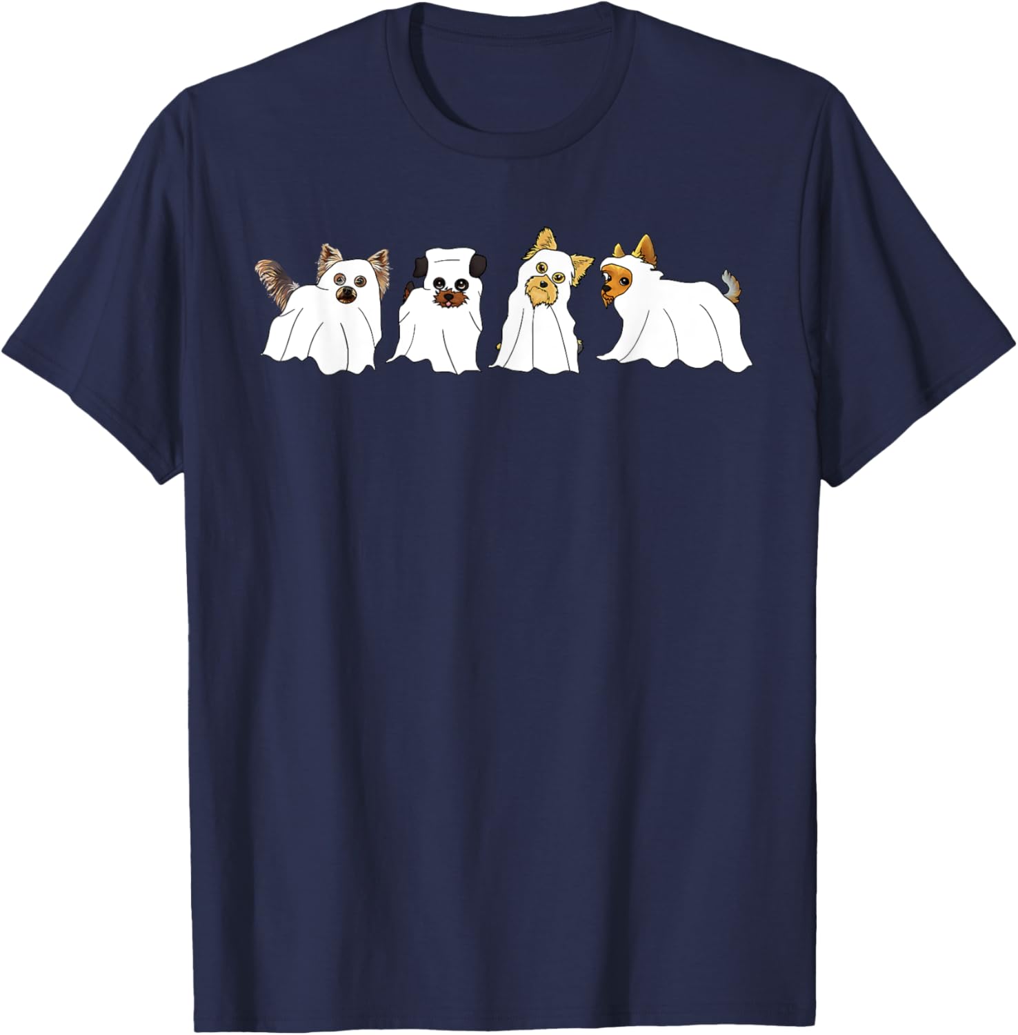Funny Ghost Yorkshire Terrier Yorkie Dog Lover Halloween Day T-Shirt - T-Shirt | Navy
