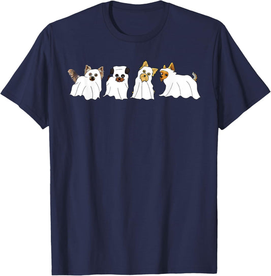 Funny Ghost Yorkshire Terrier Yorkie Dog Lover Halloween Day T-Shirt - T-Shirt | Navy