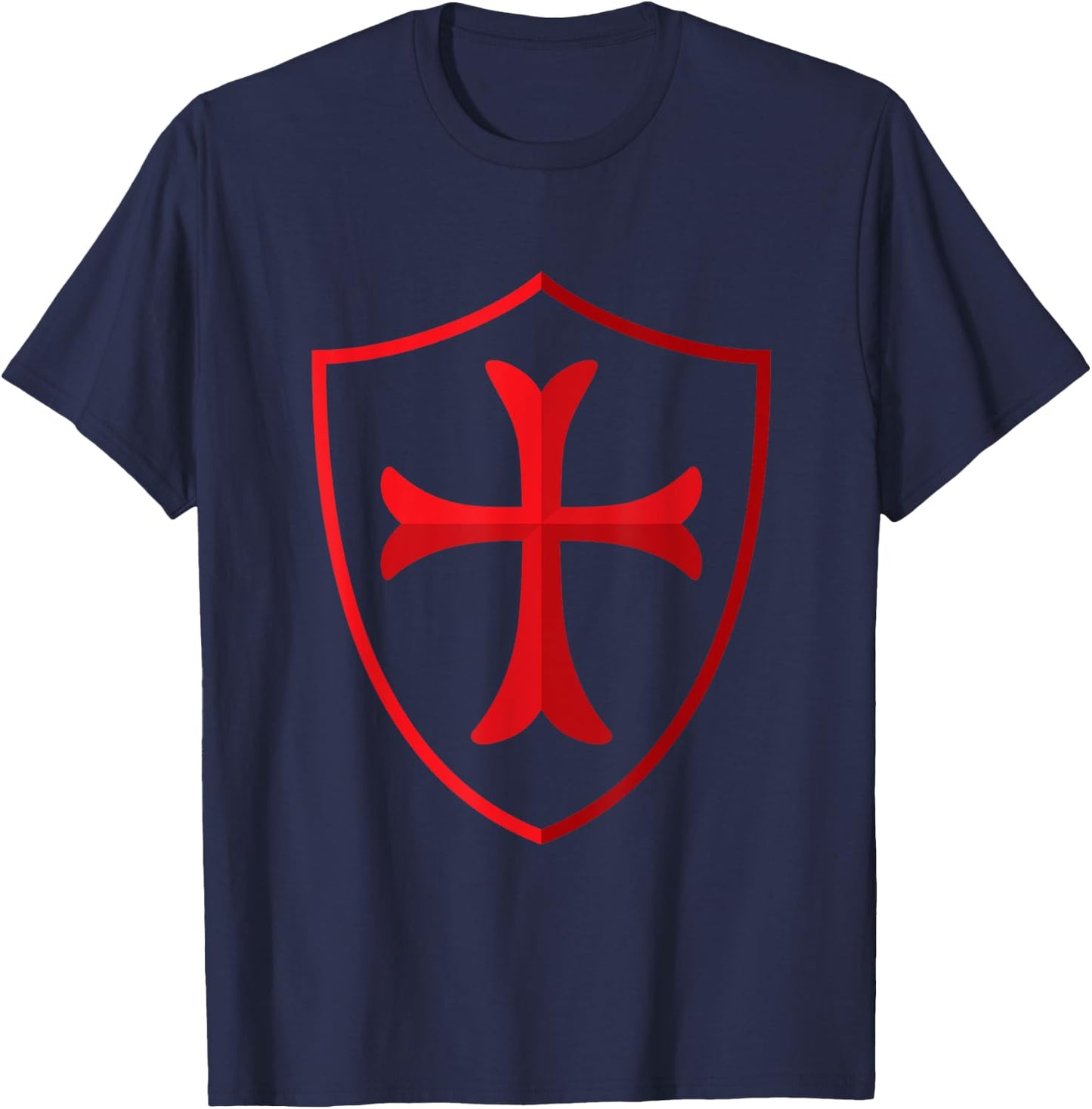 Crusader shirt Christian Knights Templar Cross and Shield T-Shirt - T-Shirt | Navy