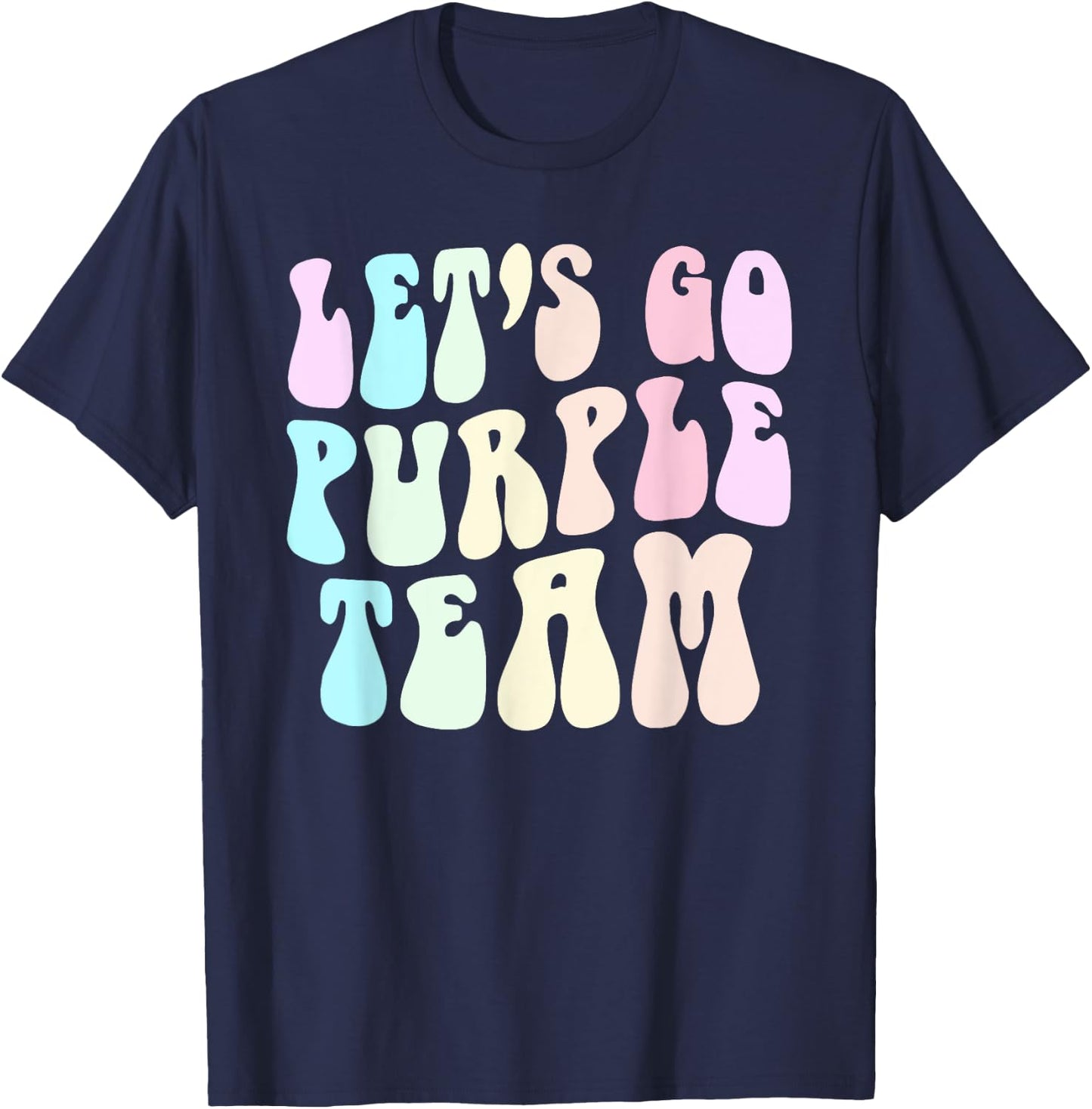 Retro LET'S GO PURPLE TEAM Summer Camp War Game Color Wavy Women Kids T-Shirt - T-Shirt | Navy