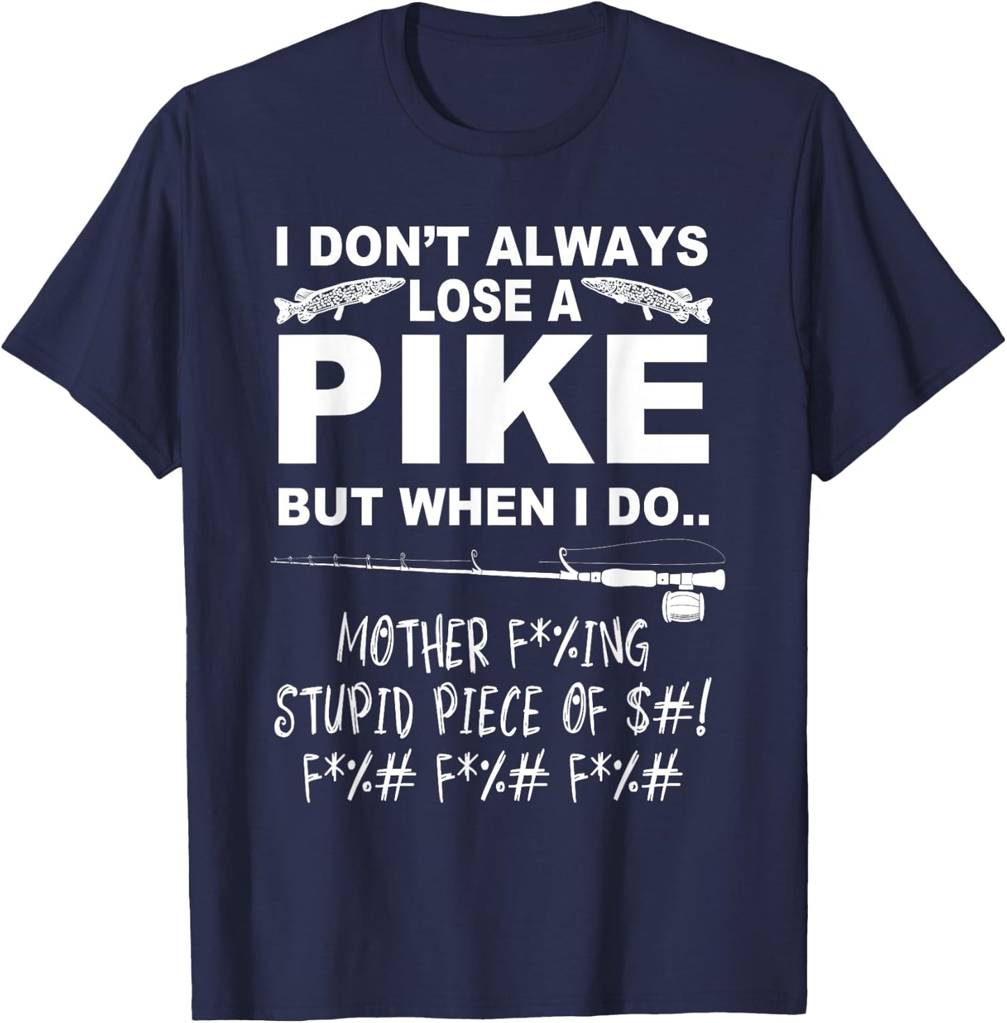 Pike Fishing - Youth Black Small Modern Northern Pike Fishing T-Shirt - T-Shirt | Navy